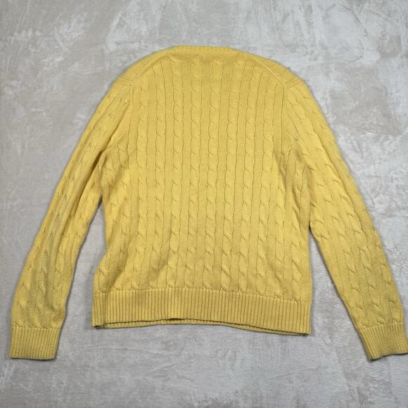 Polo Ralph Lauren Sweater Mens Size XL Yellow Cable Knit Fisherman Chunky Jumper - Picture 4 of 7